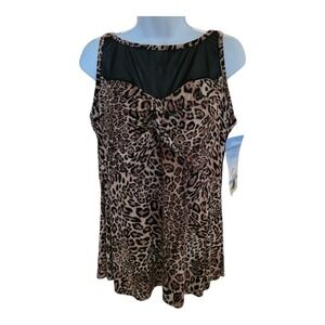 DreamShaper by MiracleSuit Daisy Mesh High Neck Tankini Cheetah Print Size 16